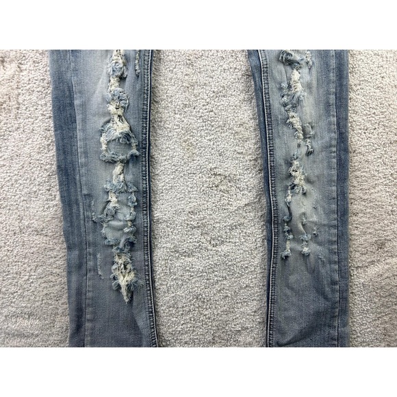 Rue21 Jeans Womens 0 Light Blue Distressed Ripped Skinny Denim Raw Hem Pants - Picture 2 of 11